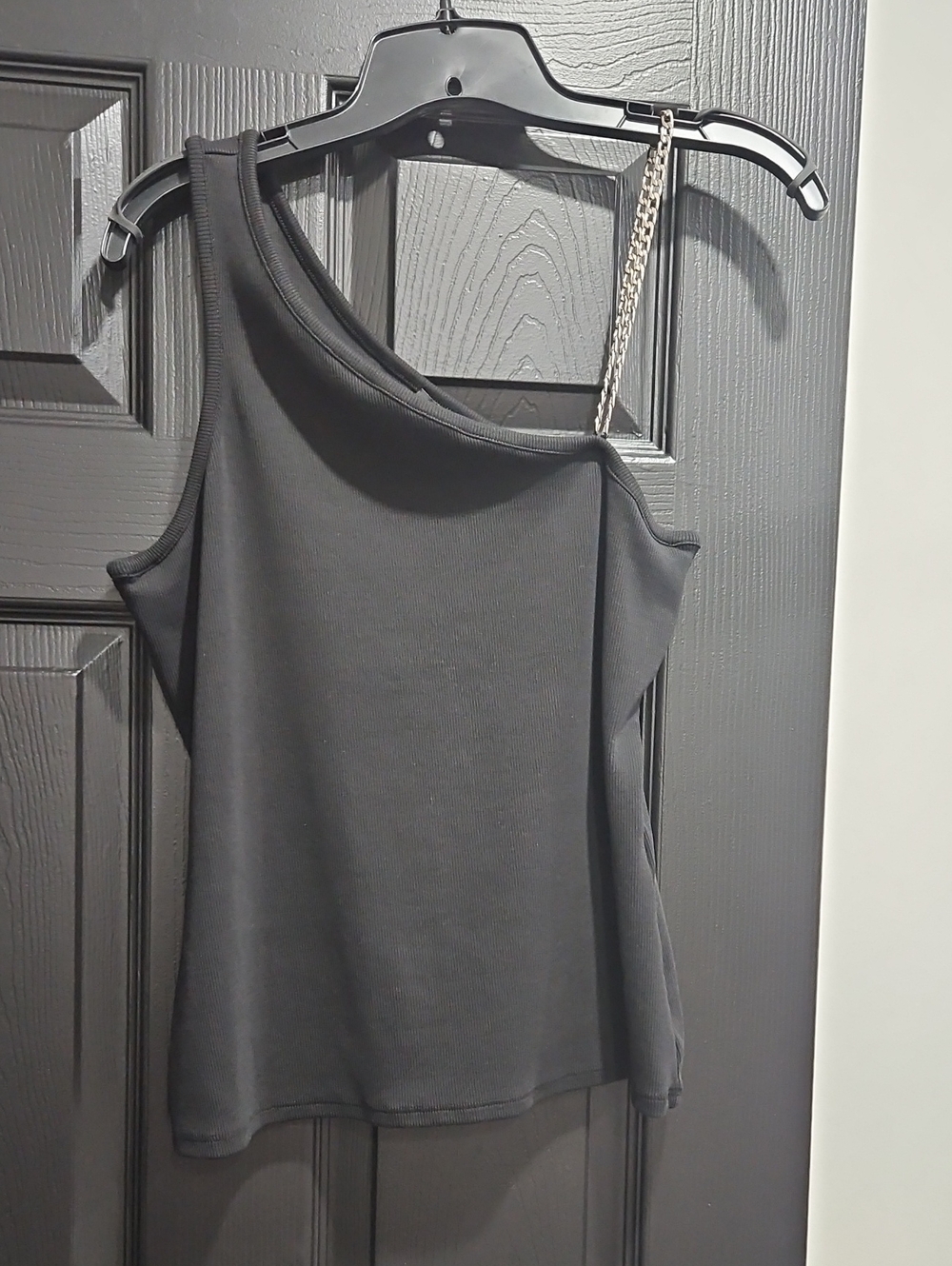 WHBM Black One-Shoulder Tank Top